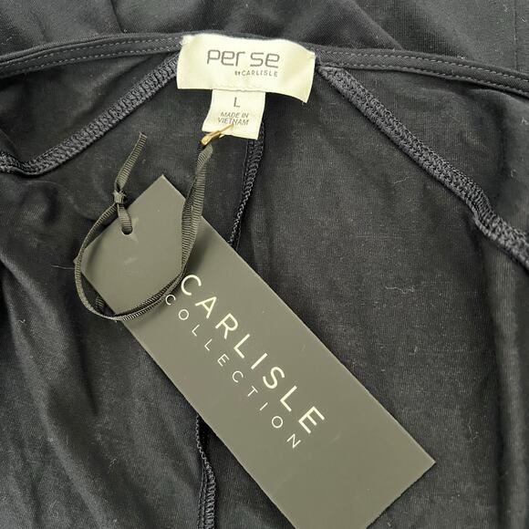 Per Se by Carlisle Collection cowl neck long sleeve top black lyocell belend - Picture 5 of 6